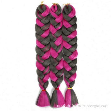 MYZYR 41Inches Synthetic Braid Ombre Braiding Hair Jumbo Braids Crochet Hair Extention Rose red Pink Light Purple Fiber 165g